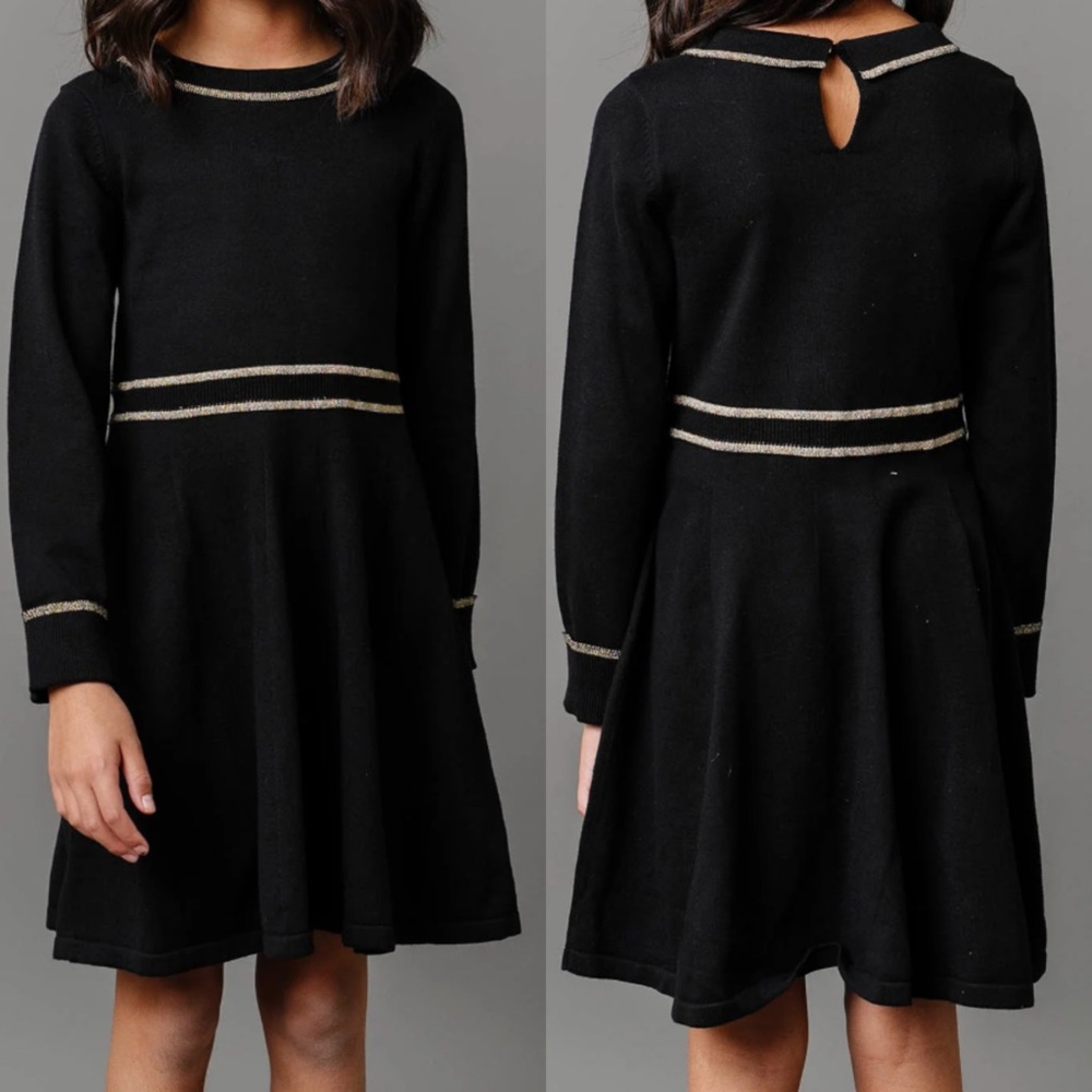 Hope & Henry Kids Black Organic Cotton Sweater Dress